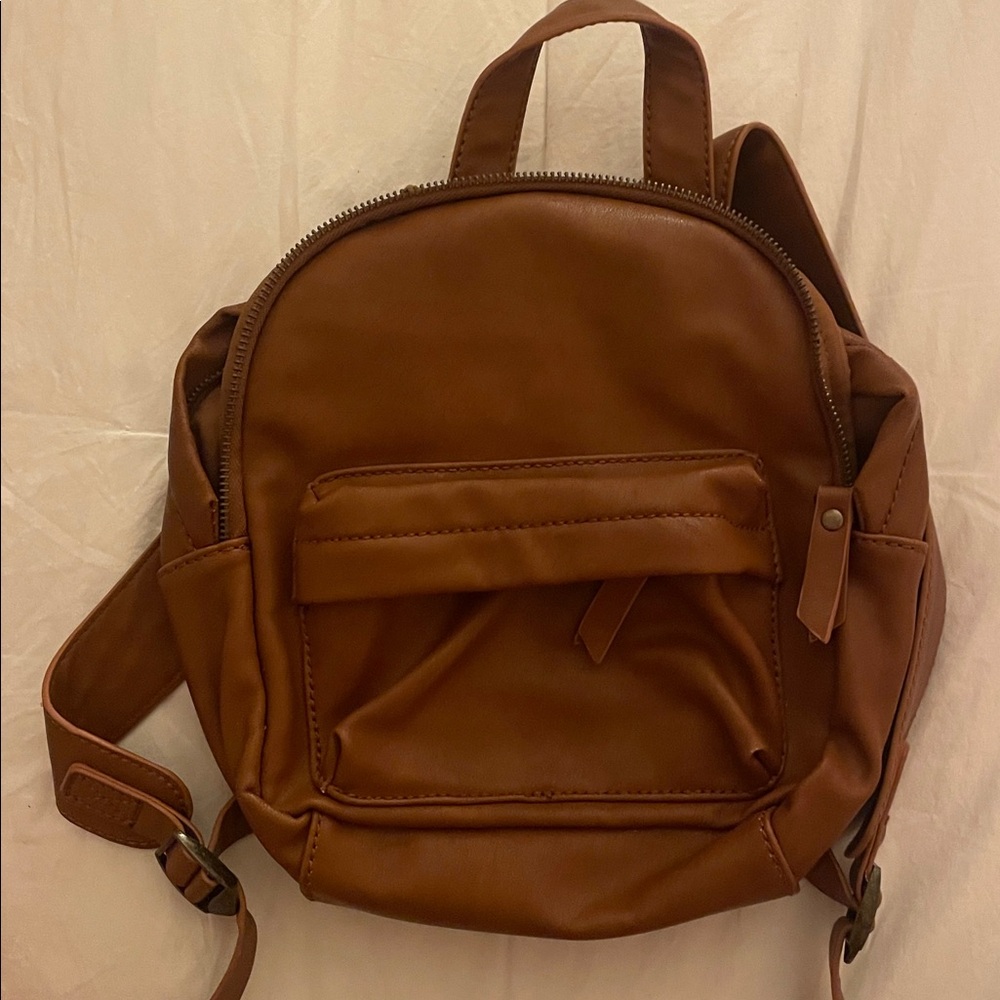 Brown Leather Mini Backpack